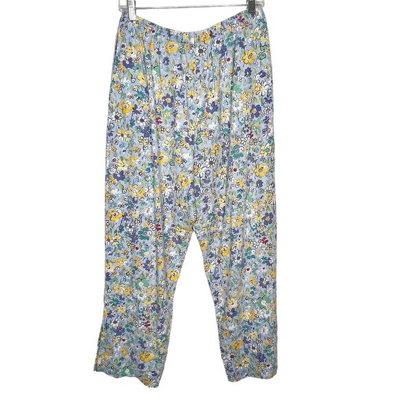 STONEBRIDGE Floral Linen Blend Trouser Pants Ultra High-Rise Blue Yellow Size L - Picture 6 of 7